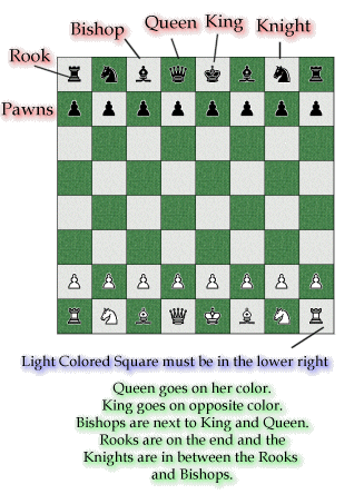 layout of chess pieces on board